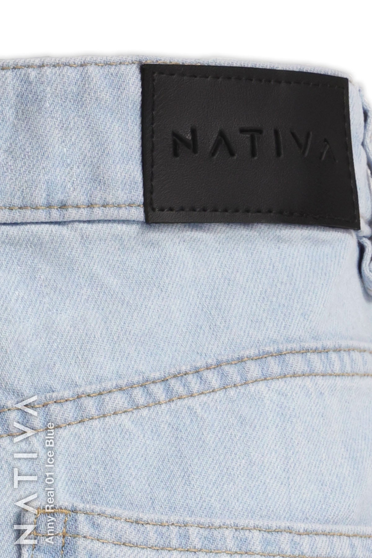 WIDE LEG True Denim Jeans, ANNY REAL 01 ICE BLUE. Talle Alto. Auténtico e Interminable. Cintura Ajustable PERFECT FIT®