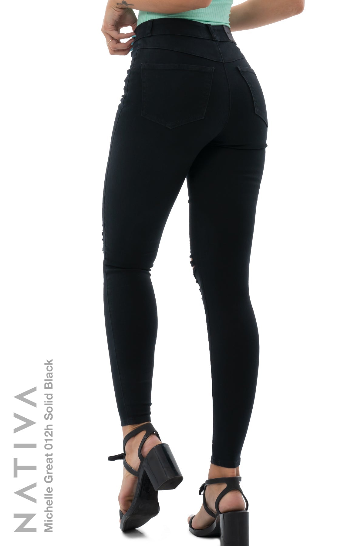 SUPER SKINNY JEANS, MICHELLE GREAT 012H BLACK, Talle Alto. Moldeador. Cuatro Estaciones. Tecnología No Stress®