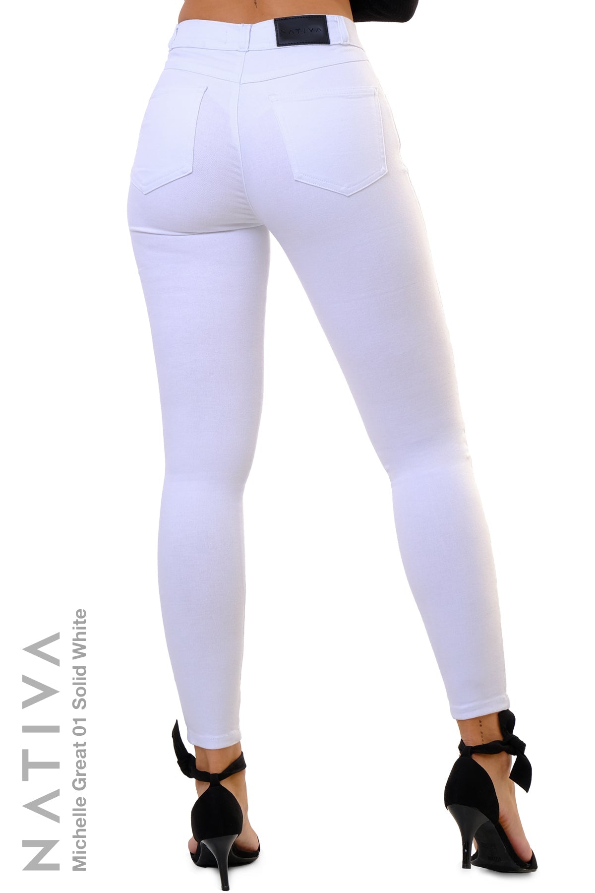 SUPER SKINNY JEANS, MICHELLE GREAT 01 WHITE, Talle Alto. Moldeador. Cuatro Estaciones. Tecnología No Stress®