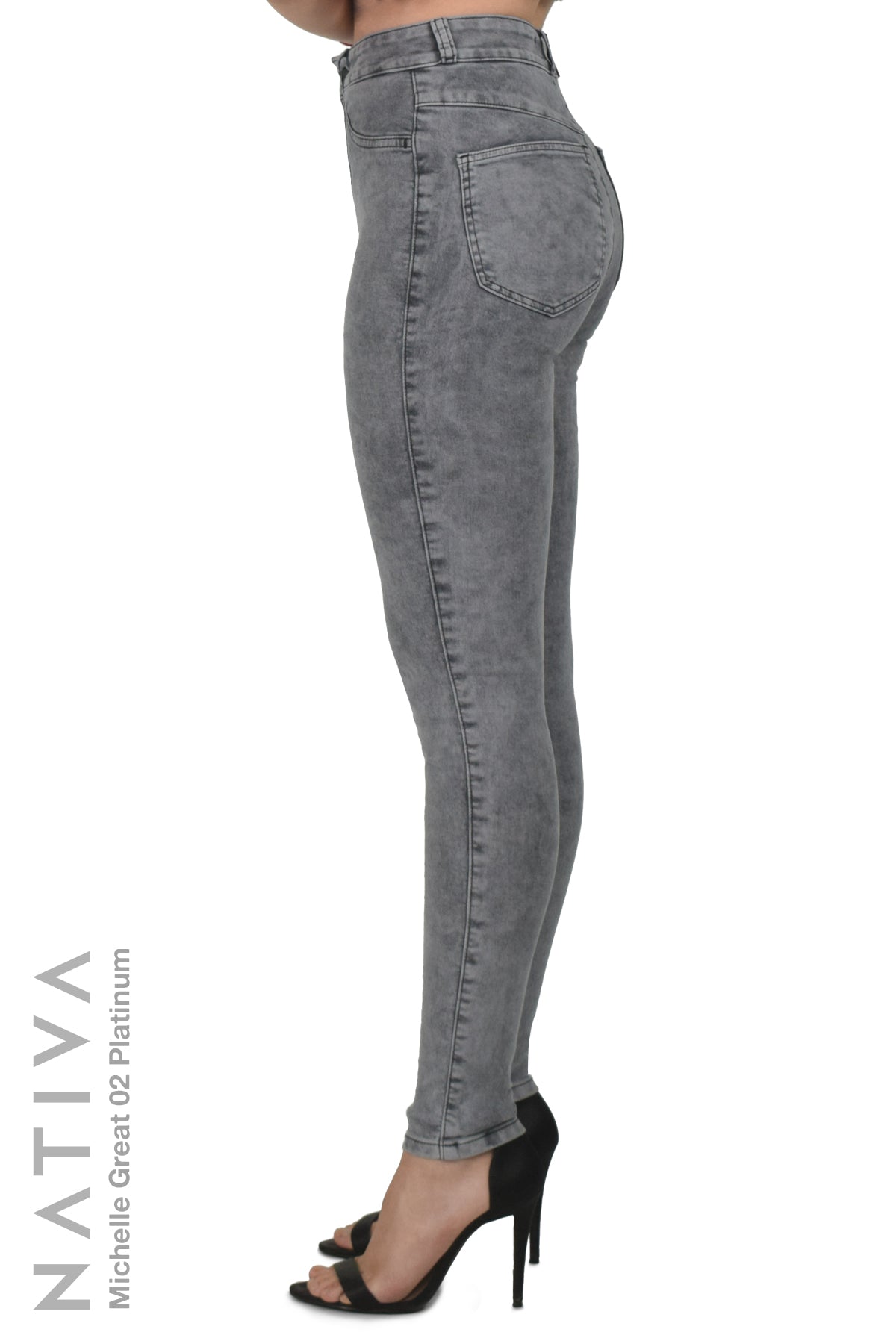 SUPER SKINNY JEANS, MICHELLE GREAT 02 PLATINUM, Talle Alto. Moldeador. Cuatro Estaciones. Tecnología No Stress®