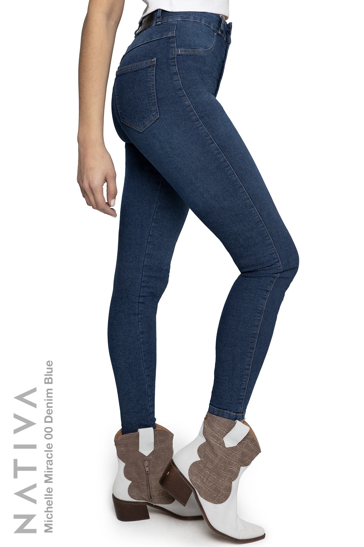 SUPER SKINNY JEANS, MICHELLE MIRACLE 00 DEMIN BLUE, Talle Alto. Moldeador. Movimiento Intenso. Tecnología No Stress®