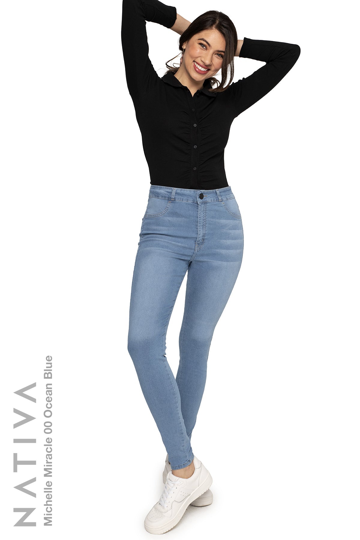 SUPER SKINNY JEANS, MICHELLE MIRACLE 00 OCEAN BLUE, Talle Alto. Moldeador. Movimiento Intenso. Tecnología No Stress®