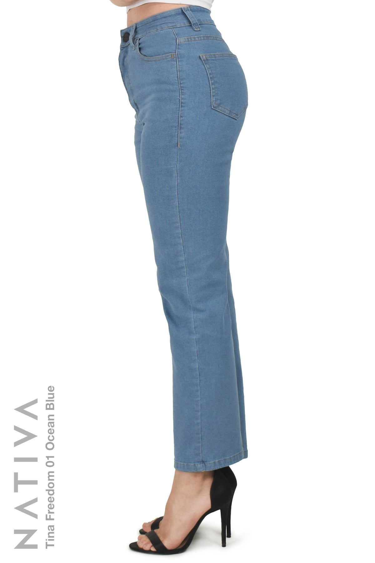 STRAIGHT JEANS, TINA FREEDOM 01 OCEAN BLUE. Talle Alto. Con tejidos ESFD (Extreme Stretch Flattering Denim). Cintura Ajustable PERFECT FIT®